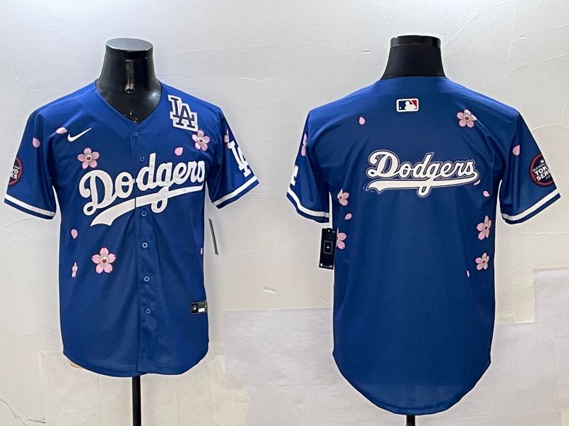 Men Los Angeles Dodgers Blank Blue Sakura Edition 2025 Nike MLB Jersey style 17